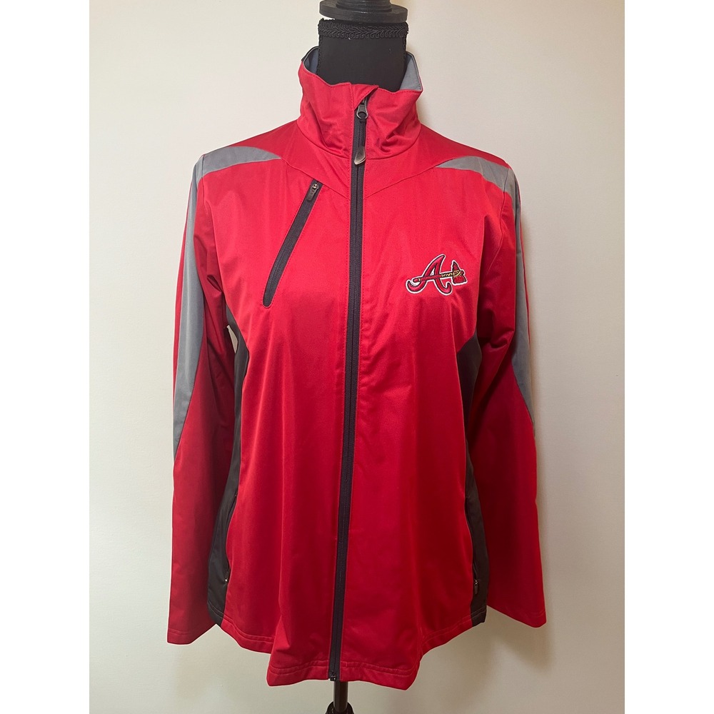 Antigua Atlanta Braves Womens Red Full Zip Performance Jacket Med MLB Baseball